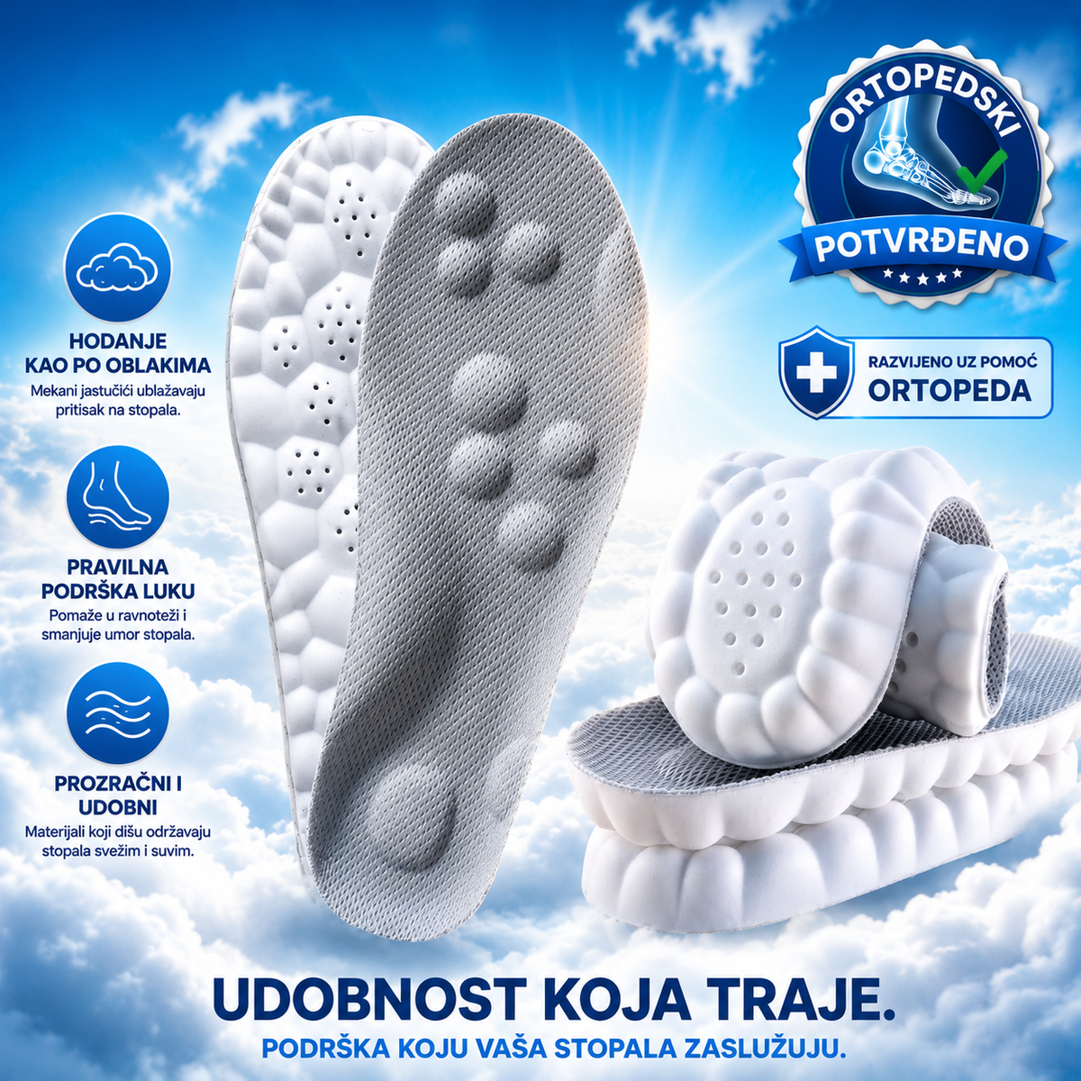 CLOUDSTEP 4D Ortopedski Ulošci – Hodajte Kao po Oblacima Bez Umornih Stopala!